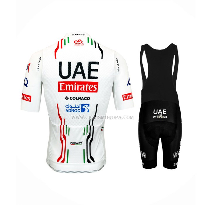 2024 Ropa Ciclismo UAE Blanco Mangas Cortas y Culotte Corto